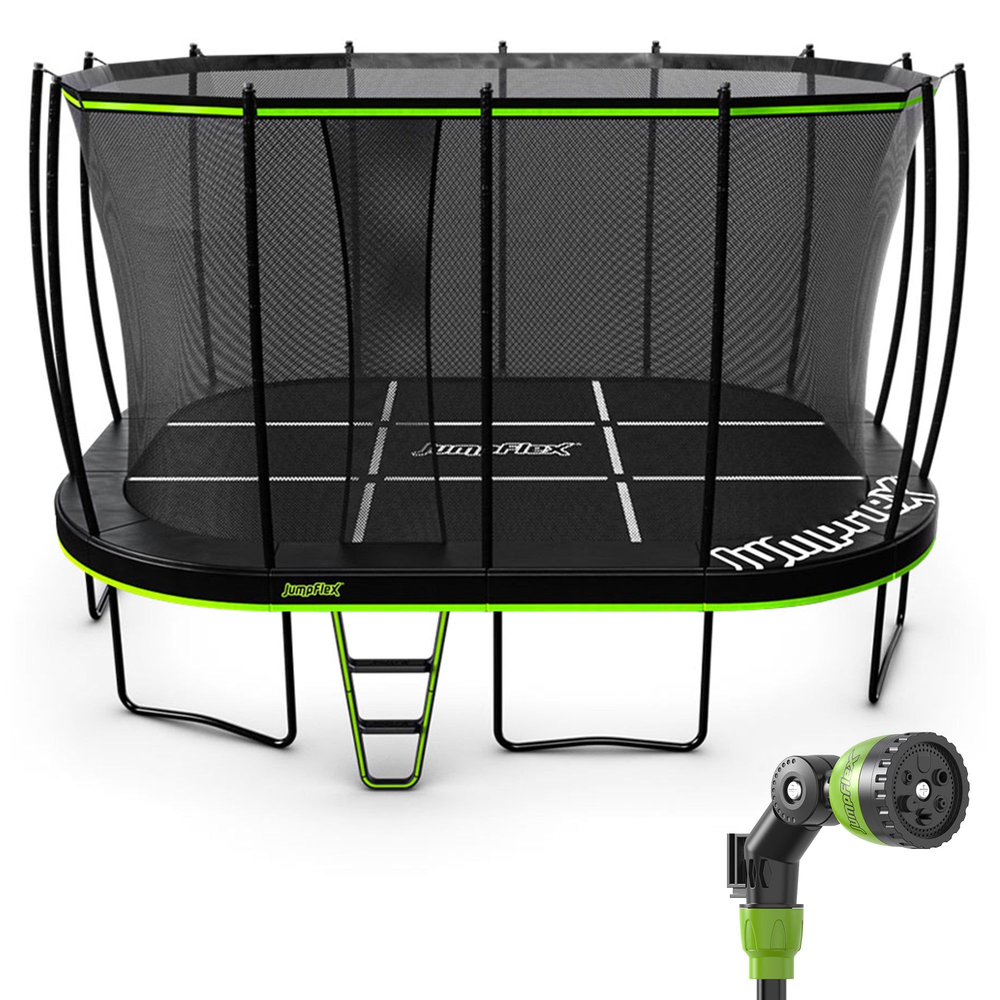 JumpFlex MEGA 17' Trampoline Playset with AquaJet Multi-Spray Sprinkler Hose - VMInnovations