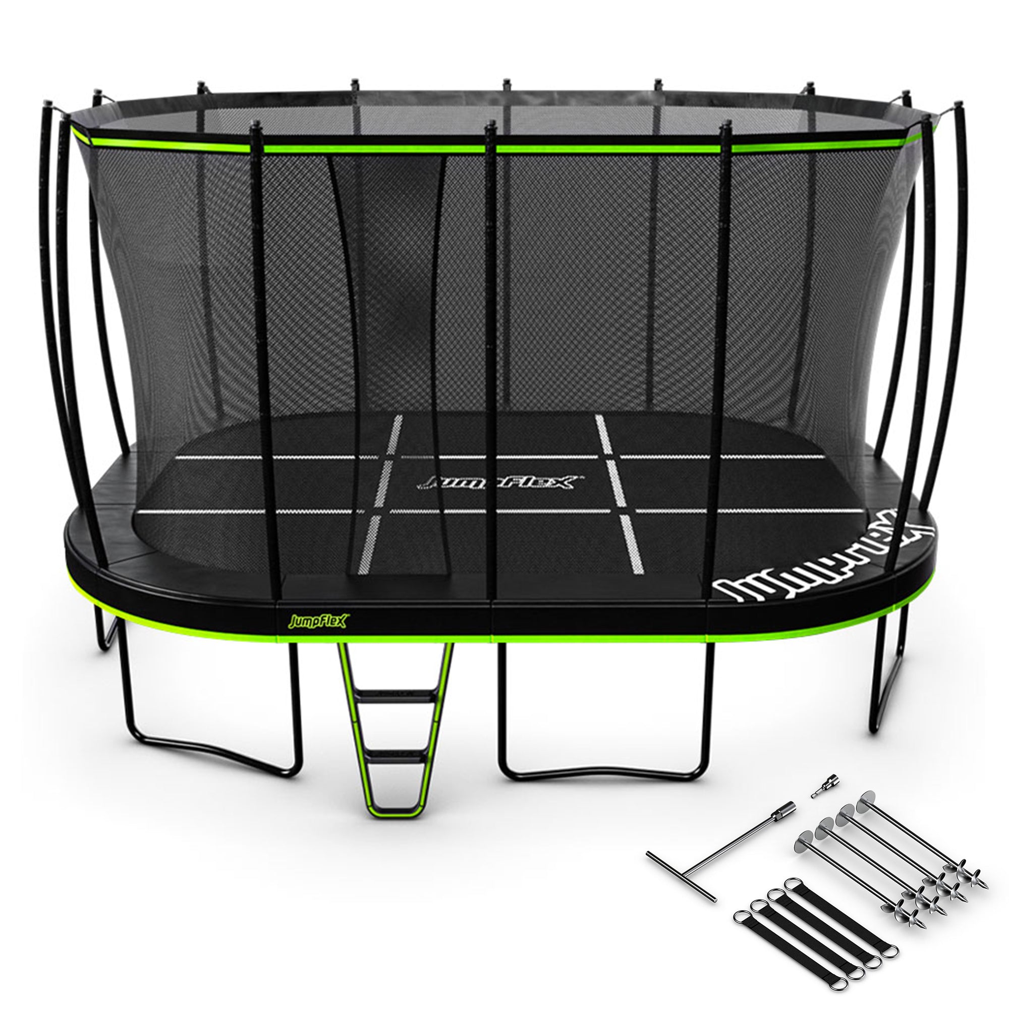 JumpFlex MEGA 17' Round Trampoline Outdoor Playset with Anchor Kit PRO Stake Set - VMInnovations