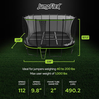 JumpFlex MEGA 19' Round Trampoline Outdoor Playset with Anchor Kit PRO Stake Set - VMInnovations