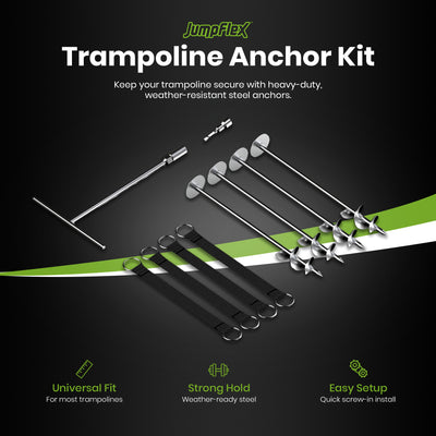 JumpFlex MEGA 19' Round Trampoline Outdoor Playset with Anchor Kit PRO Stake Set - VMInnovations