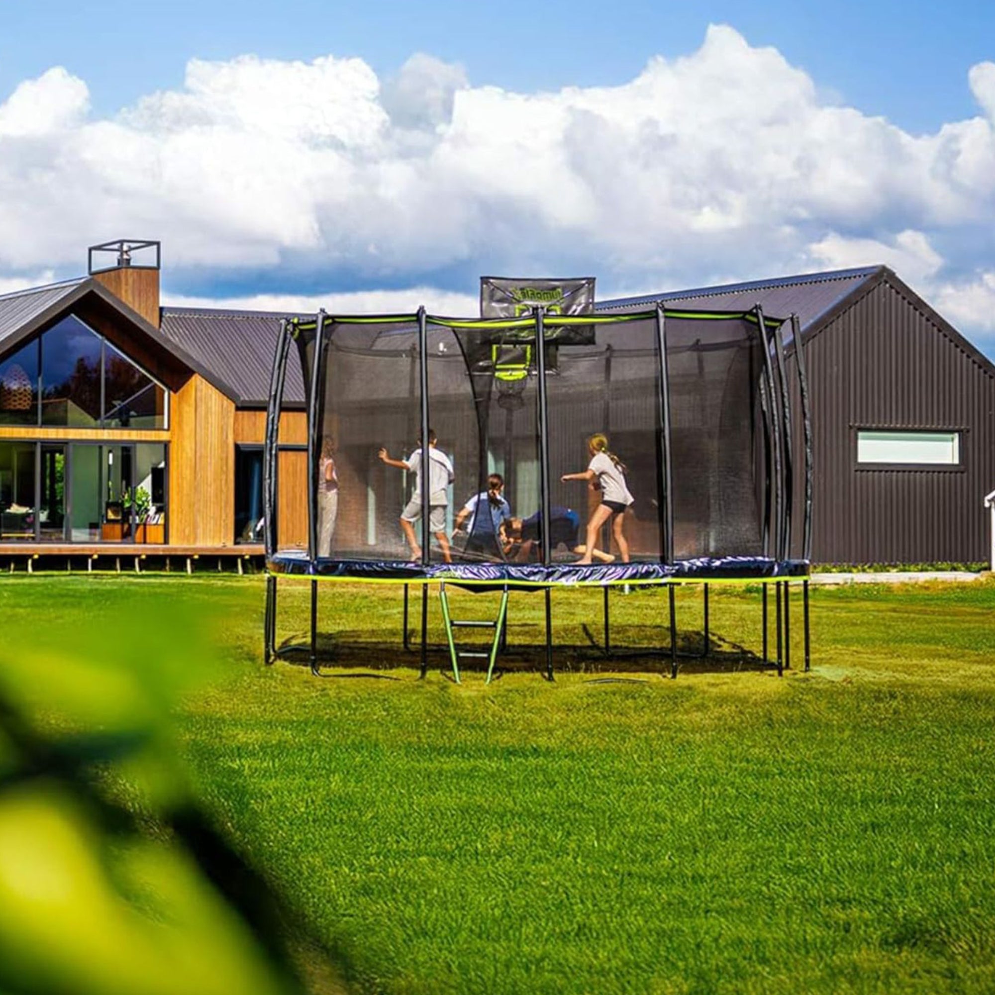 JumpFlex MEGA 19' Round Trampoline Outdoor Playset with Anchor Kit PRO Stake Set - VMInnovations