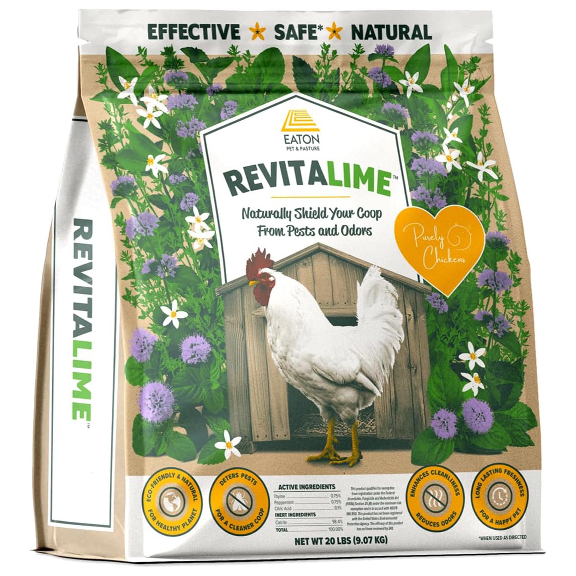 Eaton Pet and Pasture Revitalime All-Natural Coop Freshener for Chickens, 20 Lbs
