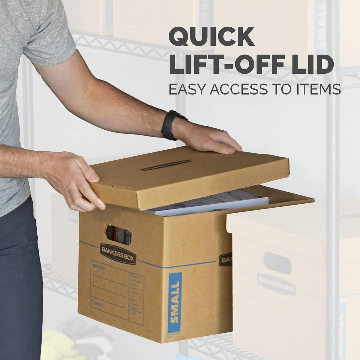 Bankers Box 20-Pack Small Classic Moving Boxes, Lift-Off Lid, Built-In Handles