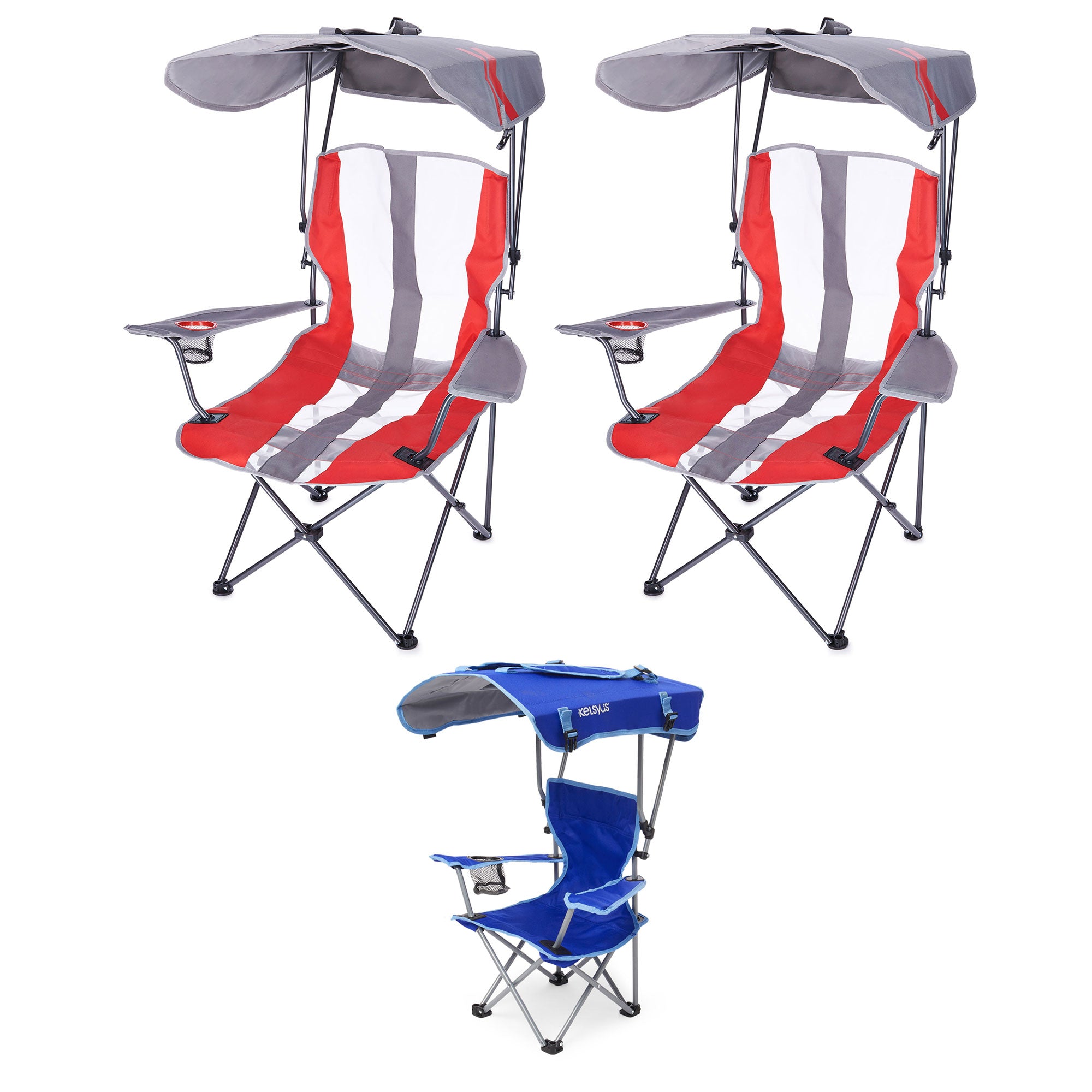 Kelsyus Canopy Chairs w/ Cup Holder, 2 Ct, & Kids Canopy Chair w/ Cup Holder