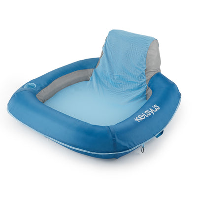 Kelsyus Floating Pool Lounger Inflatable Chair with Cup Holder & Clips, Blue