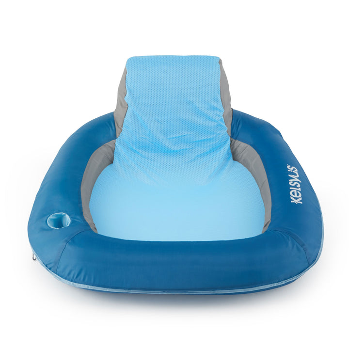 Kelsyus Floating Pool Lounger Inflatable Chair w/ Cup Holder - Blue (Open Box) - VMInnovations
