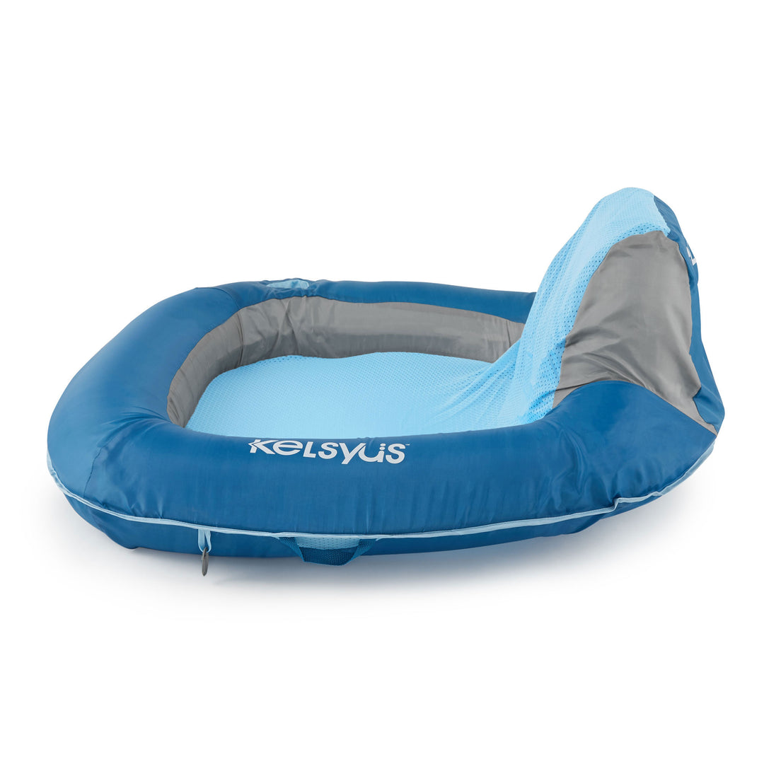 Kelsyus Floating Pool Lounger Inflatable Chair w/ Cup Holder - Blue (Open Box) - VMInnovations