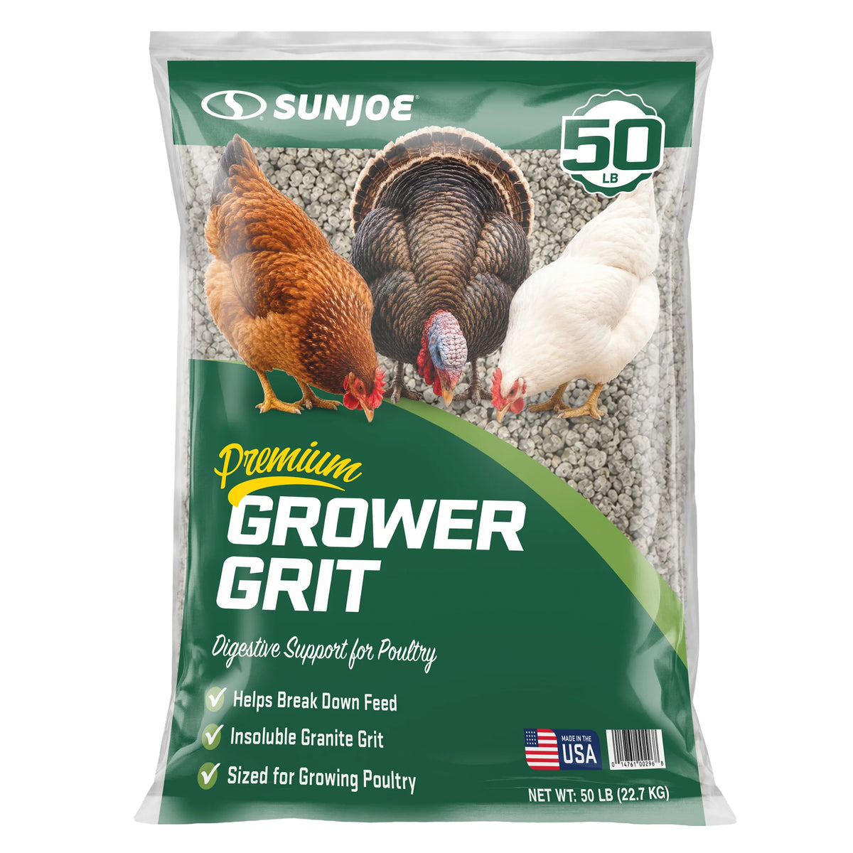 Sun Joe Premium Grower Grit, Digestive Support for Poultry, 50 Lb Bag, PGRIT50