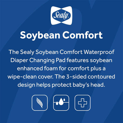 Sealy Baby Soybean Comfort 3-Sided Contoured Diaper Changing Pad, 32 x 16 In