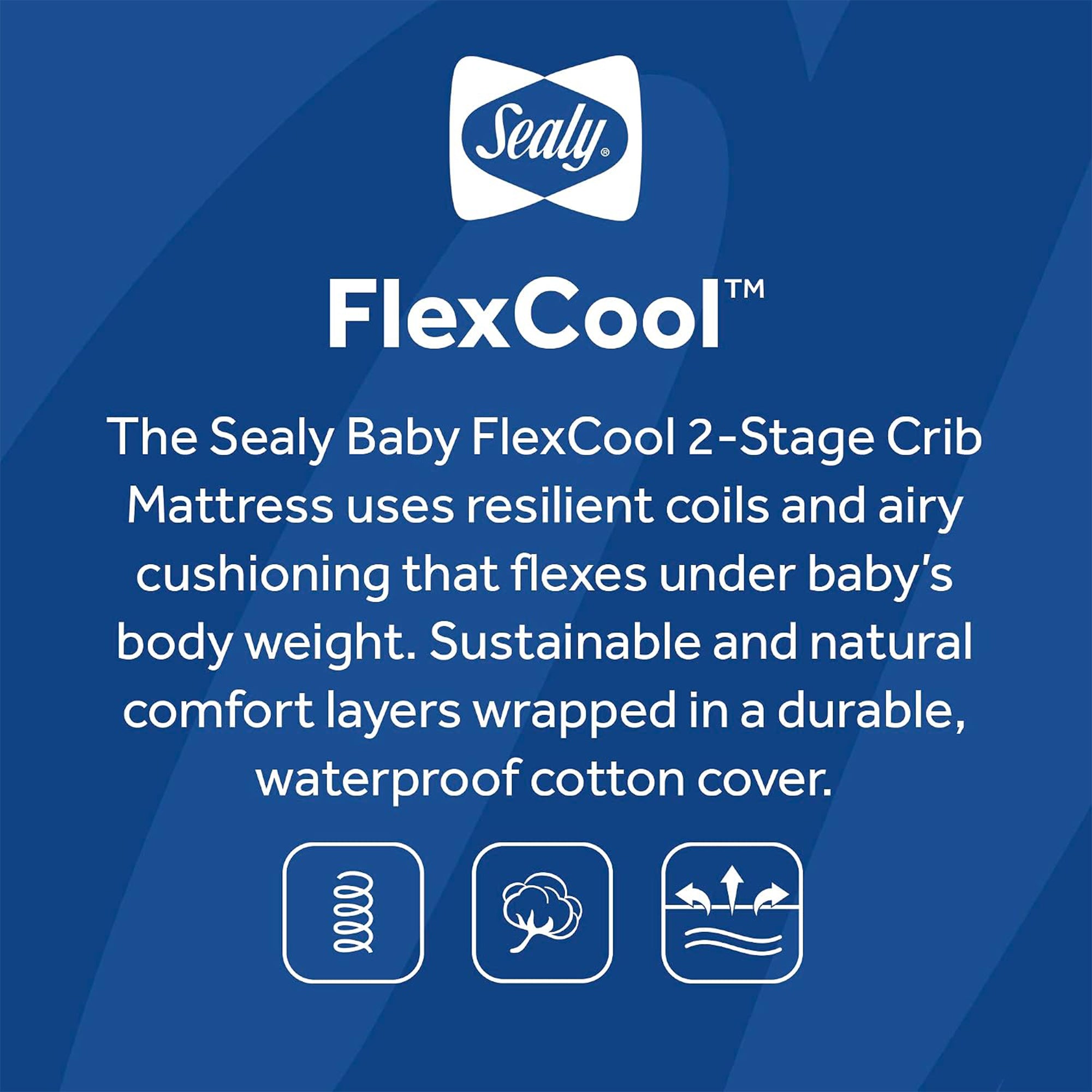Sealy Baby Flex Cool 2 Stage Crib and Toddler Bed Mattress, Waterproof Cotton