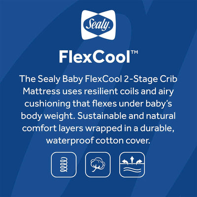 Sealy Baby Flex Cool 2 Stage Crib and Toddler Bed Mattress, Waterproof Cotton