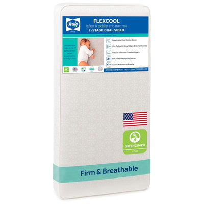 Sealy Baby Flex Cool 2 Stage Crib and Toddler Bed Mattress, Waterproof Cotton