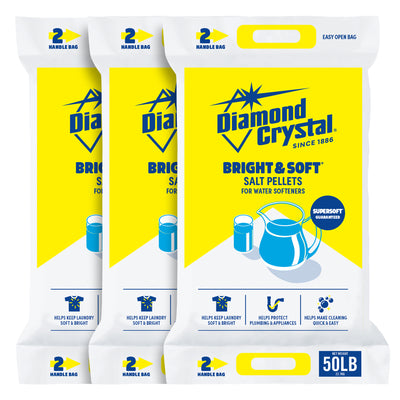 Diamond Crystal 3 Pack Bright & Soft Water Softener Salt Pellets, 50 Pounds
