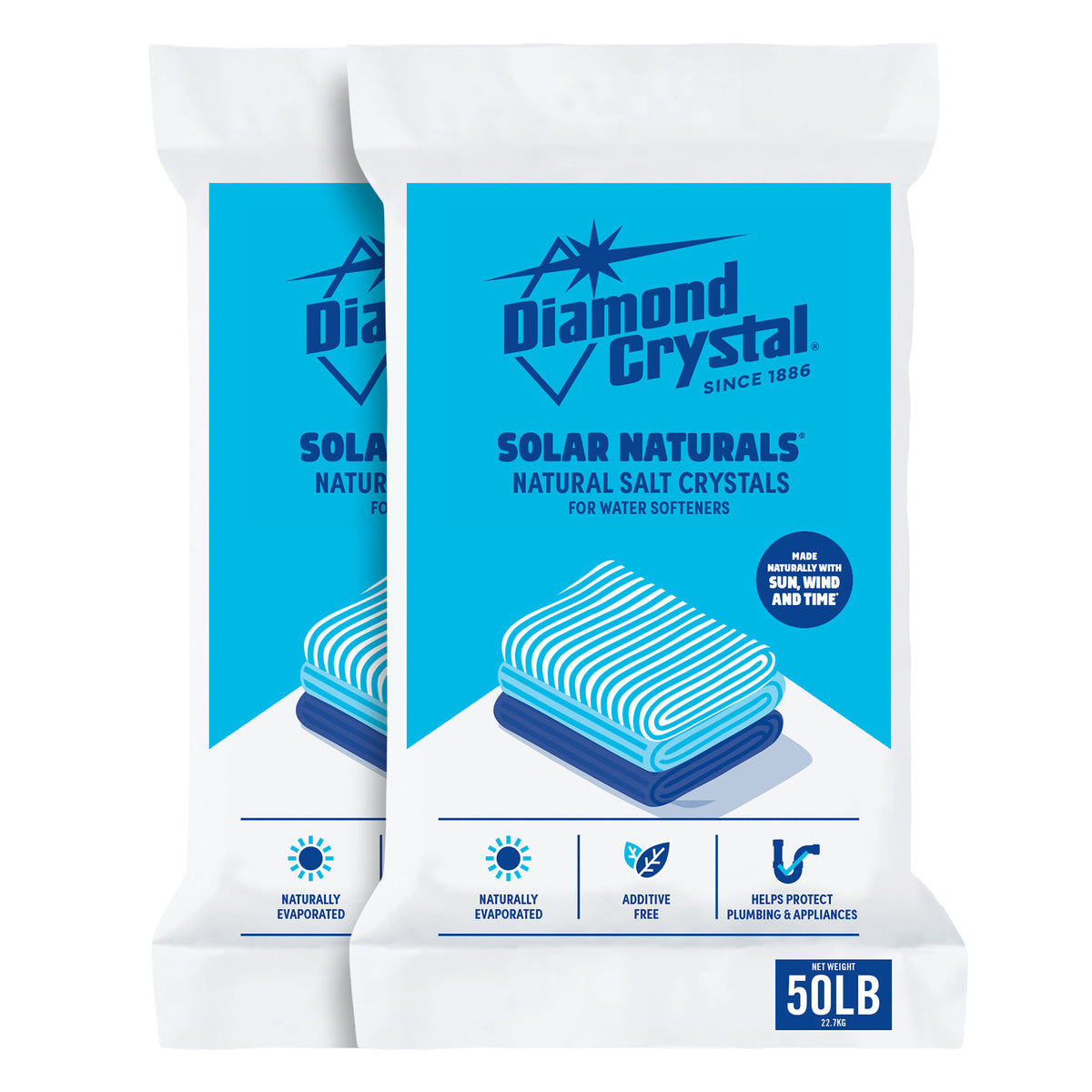 Diamond Crystal 2 Pack Solar Naturals Water Softener Pure Salt Crystals, 50 lbs