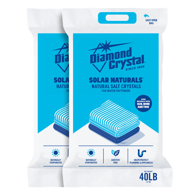 Diamond Crystal 2 Pack Solar Naturals Water Softener Pure Salt Crystals, 40 lbs