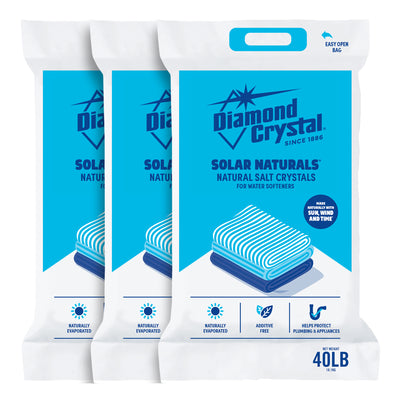 Diamond Crystal 3 Pack Solar Naturals Water Softener Pure Salt Crystals, 40 lbs