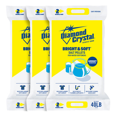 Diamond Crystal 3 Pack Bright & Soft Water Softener Salt Pellets, 40 Pounds