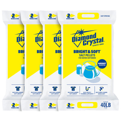 Diamond Crystal 4 Pack Bright & Soft Water Softener Salt Pellets, 40 Pounds
