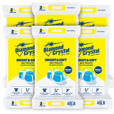 Diamond Crystal 6 Pack Bright & Soft Water Softener Salt Pellets, 40 Pounds