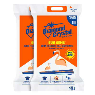 Diamond Crystal 2 Pack Sun Gems Iron Fighter Water Softener Salt Crystals, 40 lb