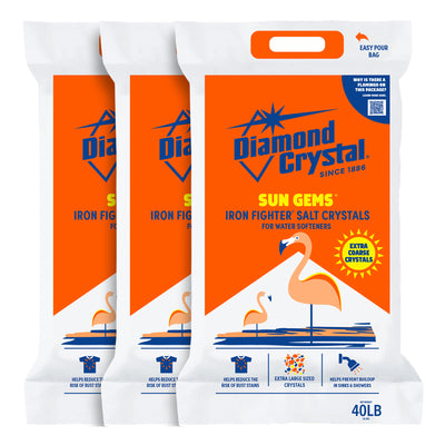 Diamond Crystal 3 Pack Sun Gems Iron Fighter Water Softener Salt Crystals, 40 lb