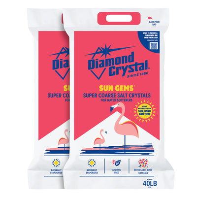 Diamond Crystal 2 Pack Sun Gems Water Softener Super Coarse Salt Crystals, 40 lb
