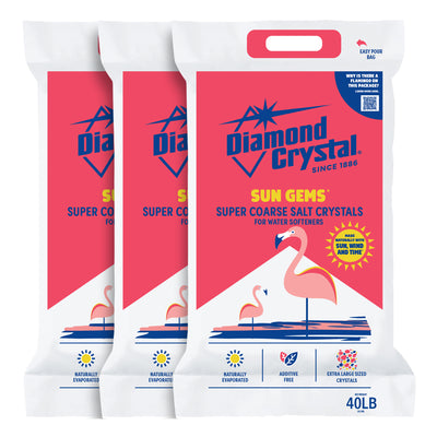 Diamond Crystal 3 Pack Sun Gems Water Softener Super Coarse Salt Crystals, 40 lb