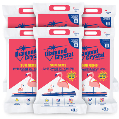 Diamond Crystal 6 Pack Sun Gems Water Softener Super Coarse Salt Crystals, 40 lb