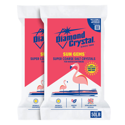 Diamond Crystal 2 Pack Sun Gems Water Softener Super Coarse Salt Crystals, 50 lb