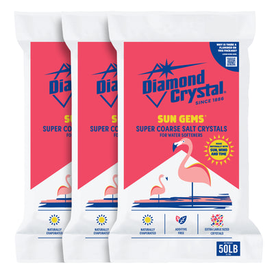 Diamond Crystal 3 Pack Sun Gems Water Softener Super Coarse Salt Crystals, 50 lb