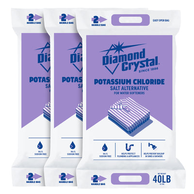 Diamond Crystal 3 Pack Potassium Chloride, Low-Sodium Salt Alternative, 40 lb