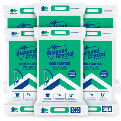 Diamond Crystal 6 Pack Iron Fighter Water Softener Soluble Salt Pellets, 50 lb