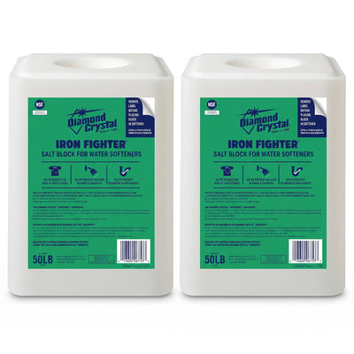 Diamond Crystal 2 Pack Iron Fighter Pure Salt Block for Water Softeners, 50 lb