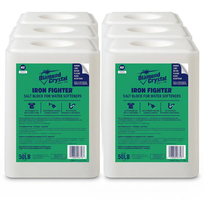 Diamond Crystal 6 Pack Iron Fighter Pure Salt Block for Water Softeners, 50 lb