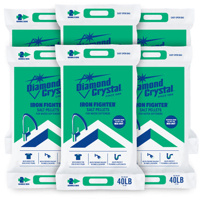 Diamond Crystal 6 Pack Iron Fighter Water Softener Soluble Salt Pellets, 40 lb