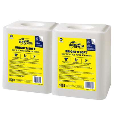 Diamond Crystal 2 Pack Bright and Soft Water Softener Soluble Salt Block, 50 lb