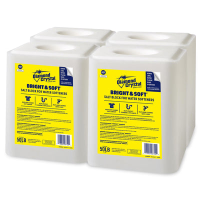 Diamond Crystal 4 Pack Bright and Soft Water Softener Soluble Salt Block, 50 lb