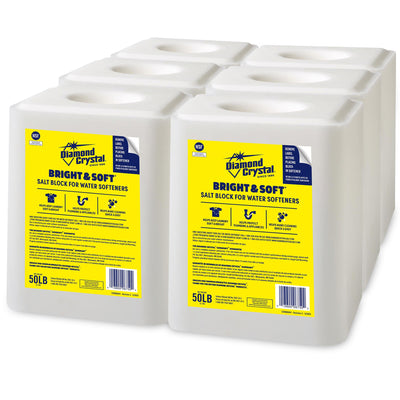 Diamond Crystal 6 Pack Bright and Soft Water Softener Soluble Salt Block, 50 lb