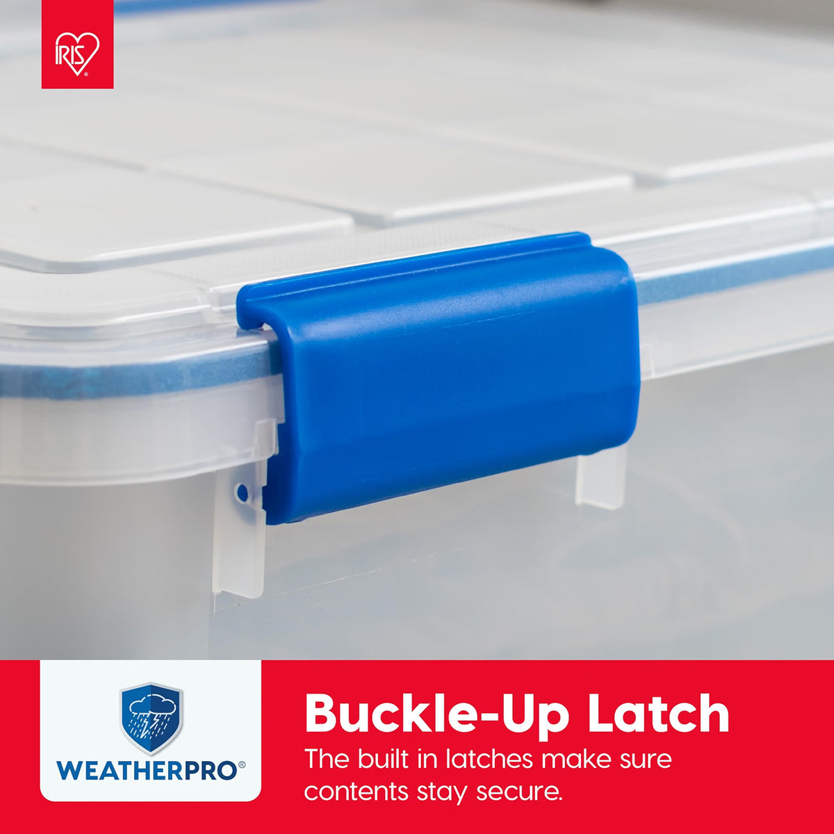 IRIS USA 3-Pack Storage Bins With Gasket Lids, 16-Quart Capacity, Clear/Blue