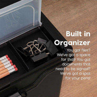 IRIS USA 4-Pack Plastic File Box Organizer with Lid, Letter File Storage, Black