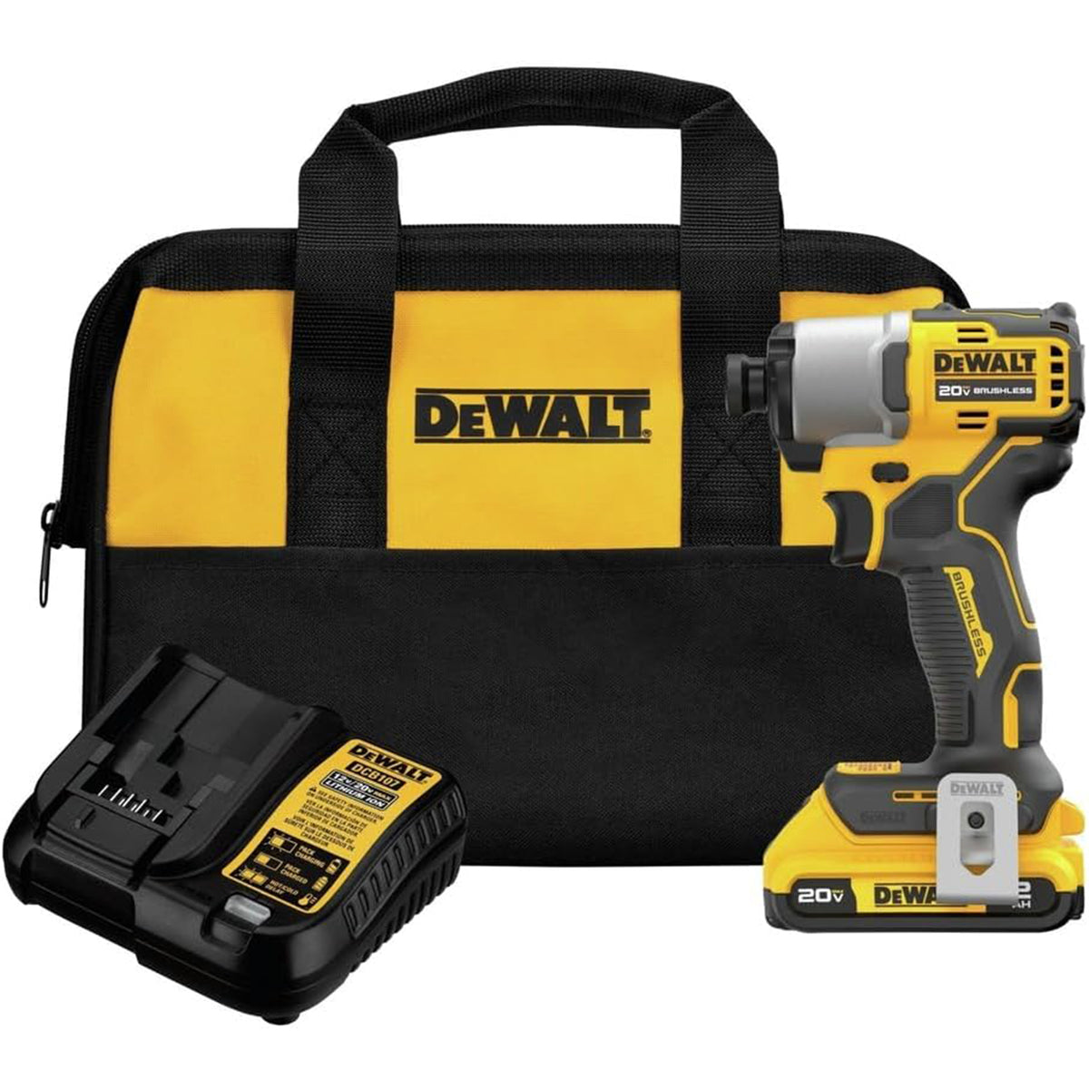 Dewalt 20V Max Impact Cordless 0.25" Driver Kit with Battery & Charger (Renewed)