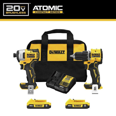 Dewalt 0.5" Cordless Drill Driver and 0.25" Cordless Impact Driver Kit (Renewed)