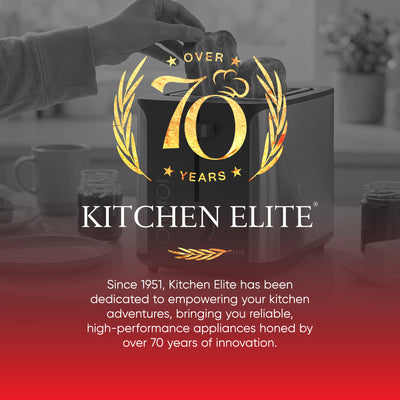 Kitchen Elite 2-Slice Stainless Steel Toaster with 7 Shade Settings, 900W, Black