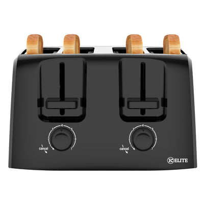 Kitchen Elite 4-Slice Toaster with Dual Control, 7 Shade Settings, 1500W, Black