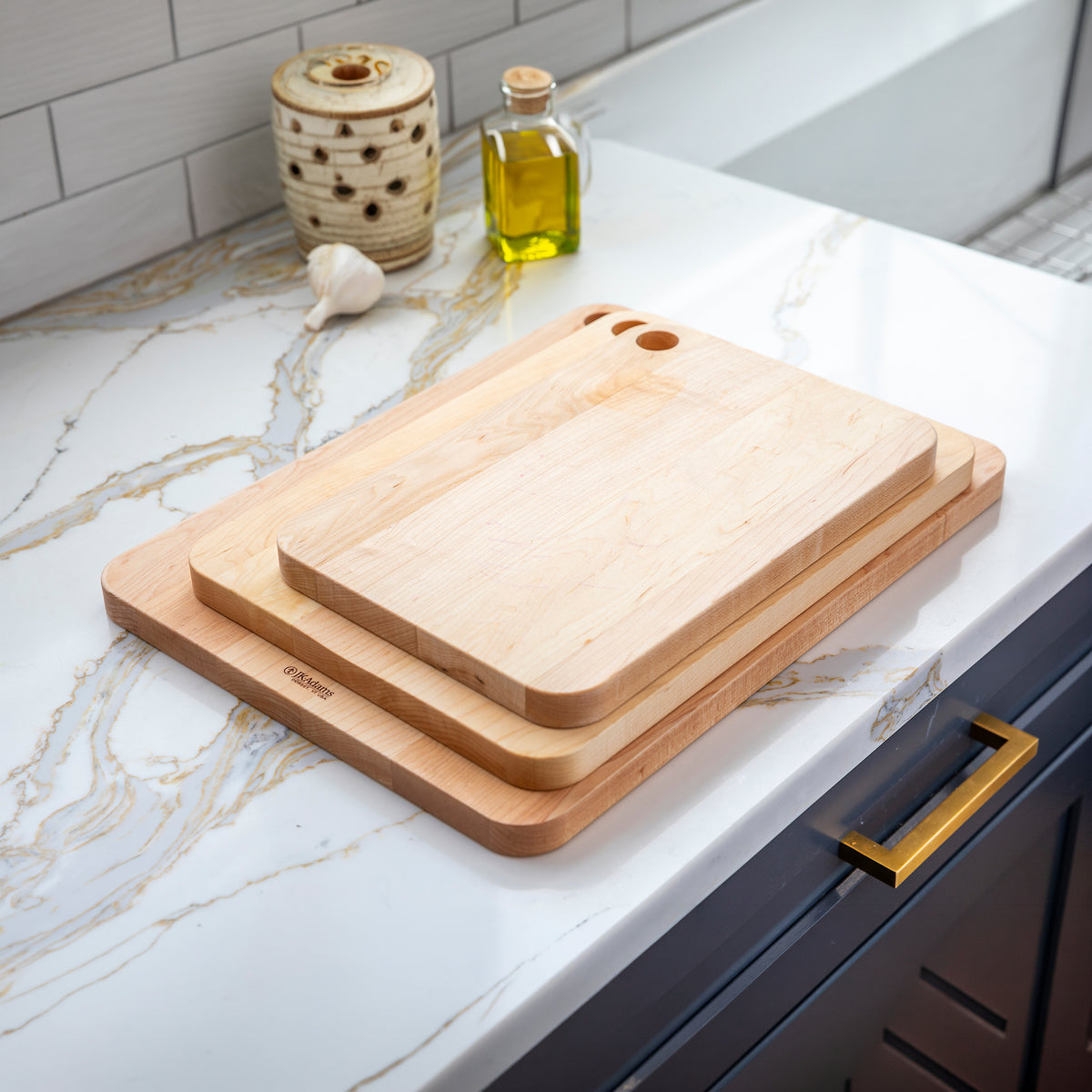 JK Adams Williston Maple Cutting Board with Juice Groove for Chopping, 16" x 12"