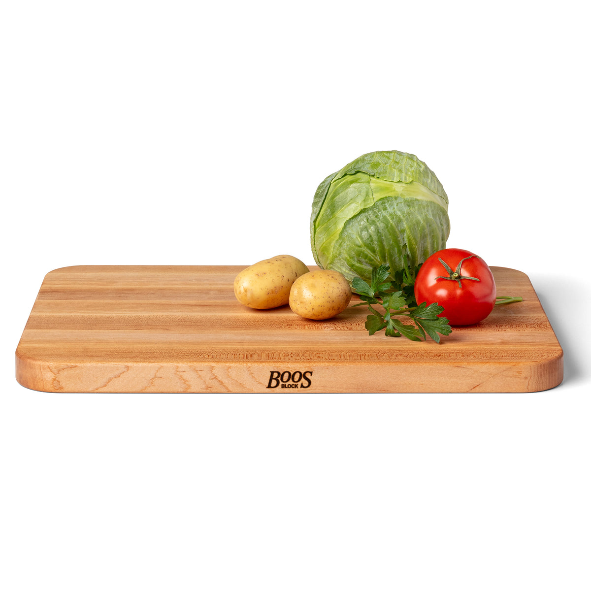 John Boos Maple 4 Cooks Cutting Board for Kitchen Prep, 17" x 12" x 1" Thick