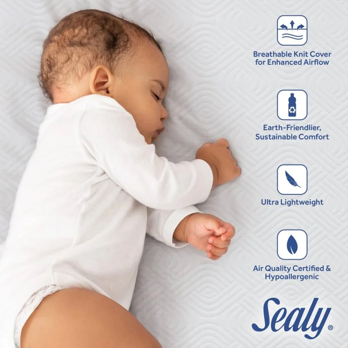 Sealy Baby Refresh 2-Stage Breathable, Waterproof Infant and Crib Bed Mattress