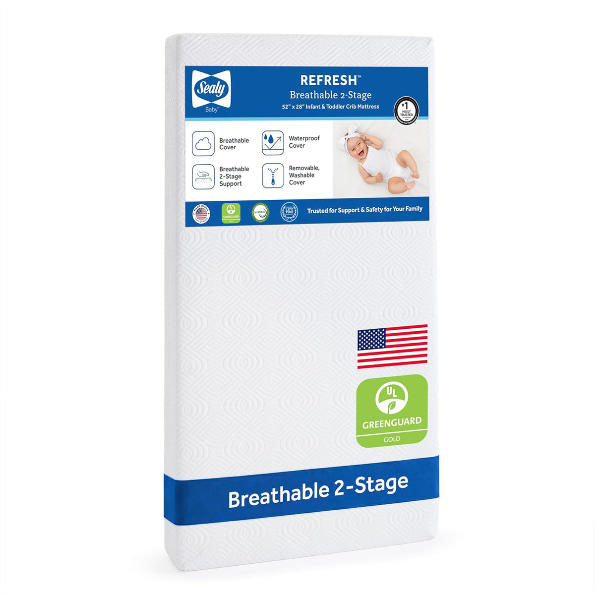 Sealy Baby OmniPedic Refresh 2-Stage Waterproof Crib and Toddler Bed Mattress