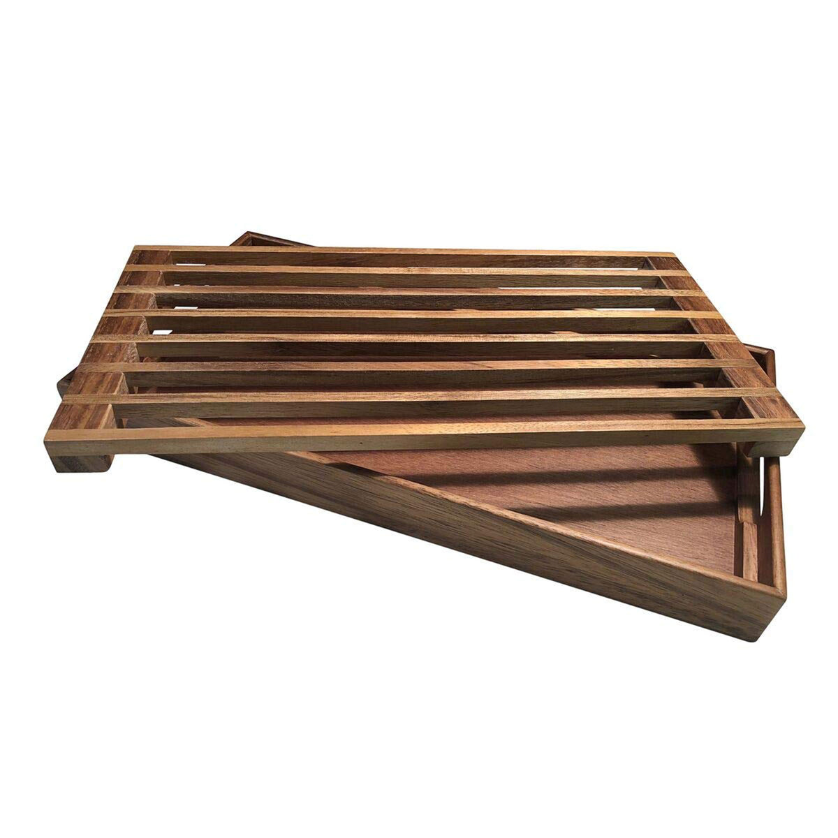 Kalmar Home 441 3 in 1 Acacia Wood Tray, Trivet, Bread Crumb Catcher(Open Box)