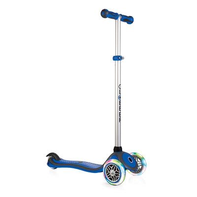 Globber 442-100 V2 3-Wheel Kids Kick Scooter with LED Light Up Wheels, Dark Blue